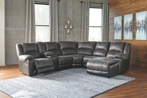 Nantahala Signature Design by Ashley 6-Piece Reclining Sectional with Chaise