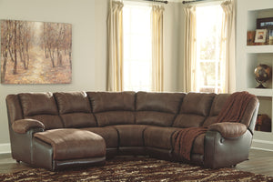 Nantahala Signature Design by Ashley 5-Piece Reclining Sectional with Chaise