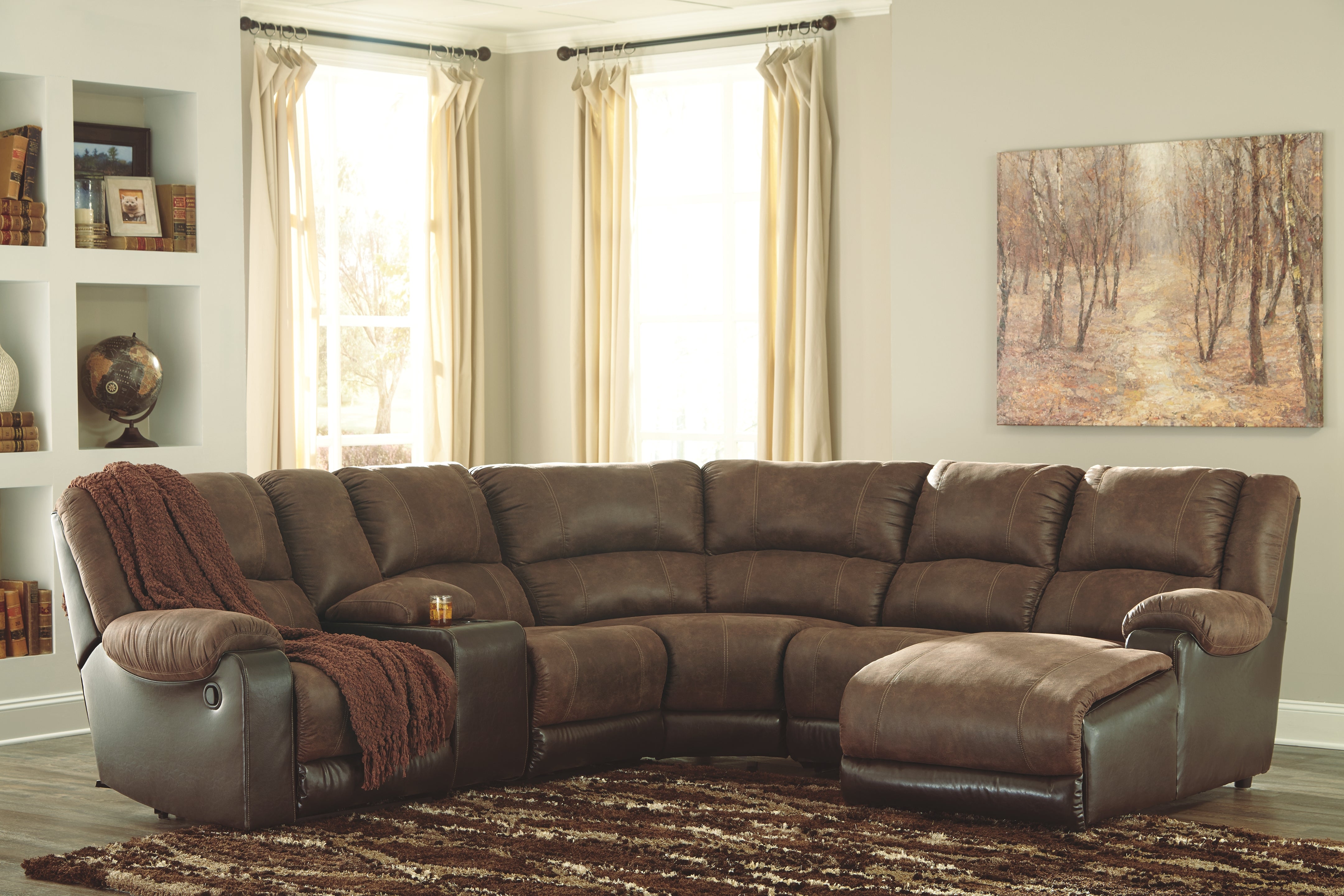 Nantahala Signature Design by Ashley 6-Piece Reclining Sectional with Chaise