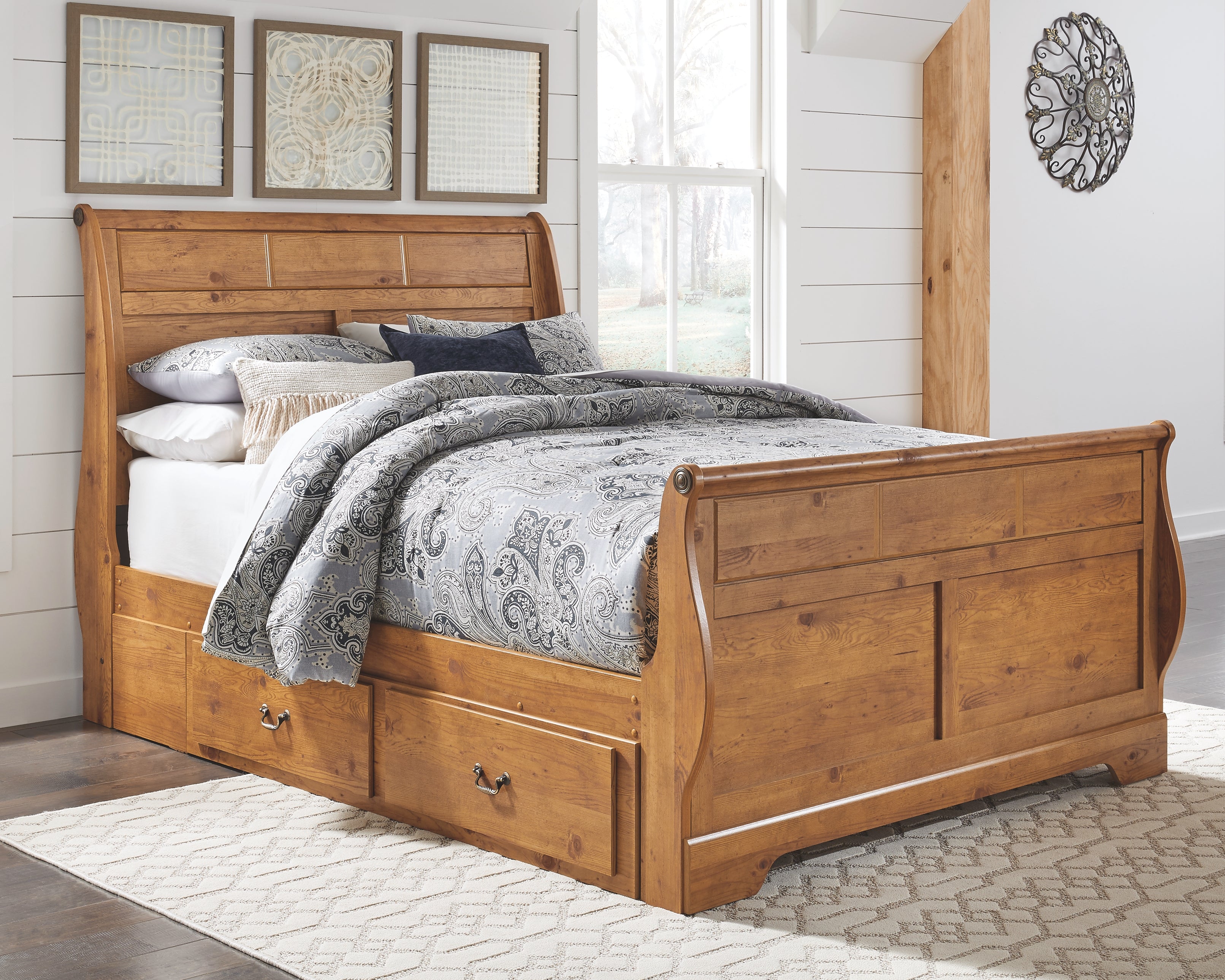 Bittersweet Signature Design by Ashley Queen Sleigh Bed with 2 Storage Drawers