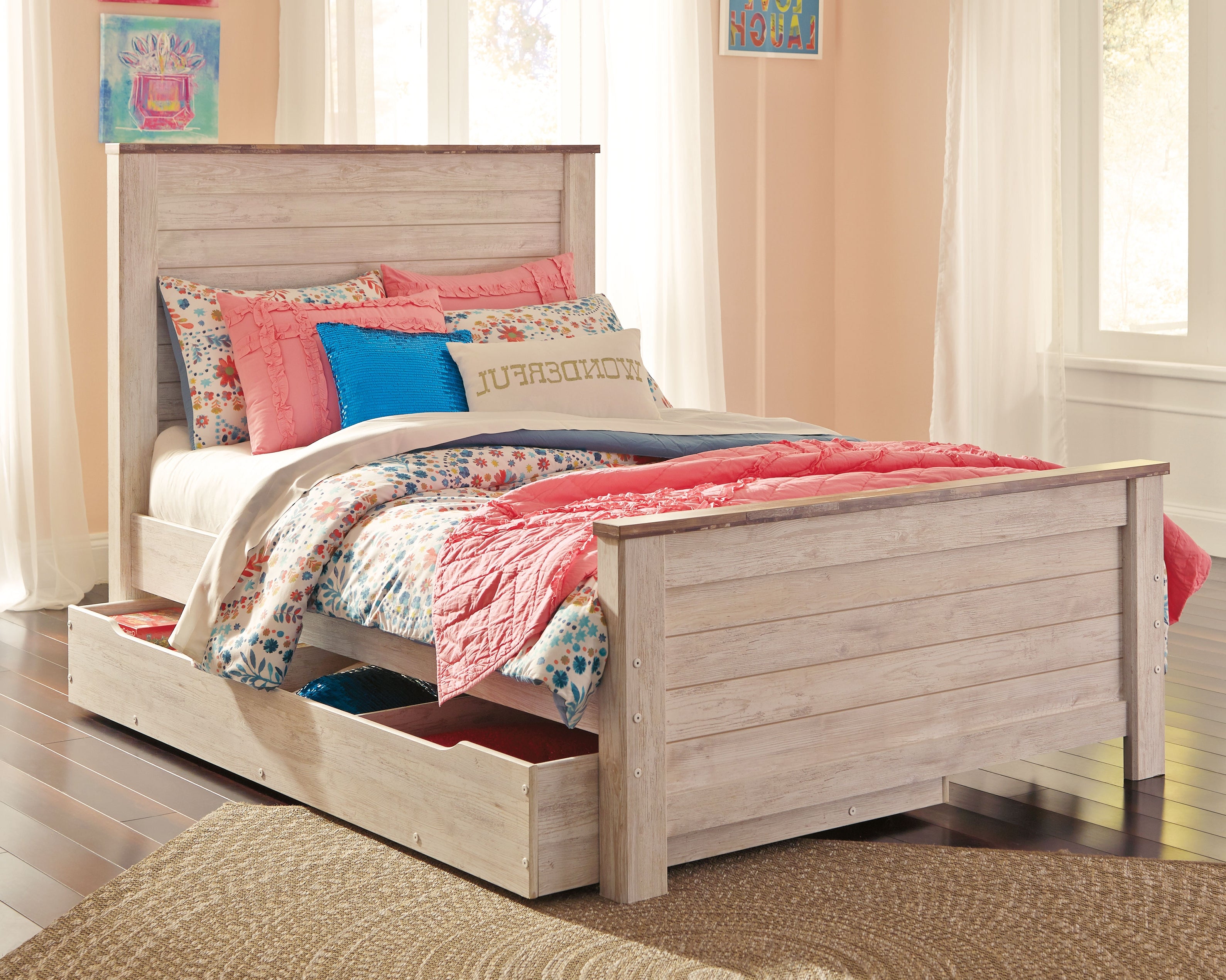 Willowton Signature Design by Ashley Full Panel Bed with 1 Large Storage Drawer