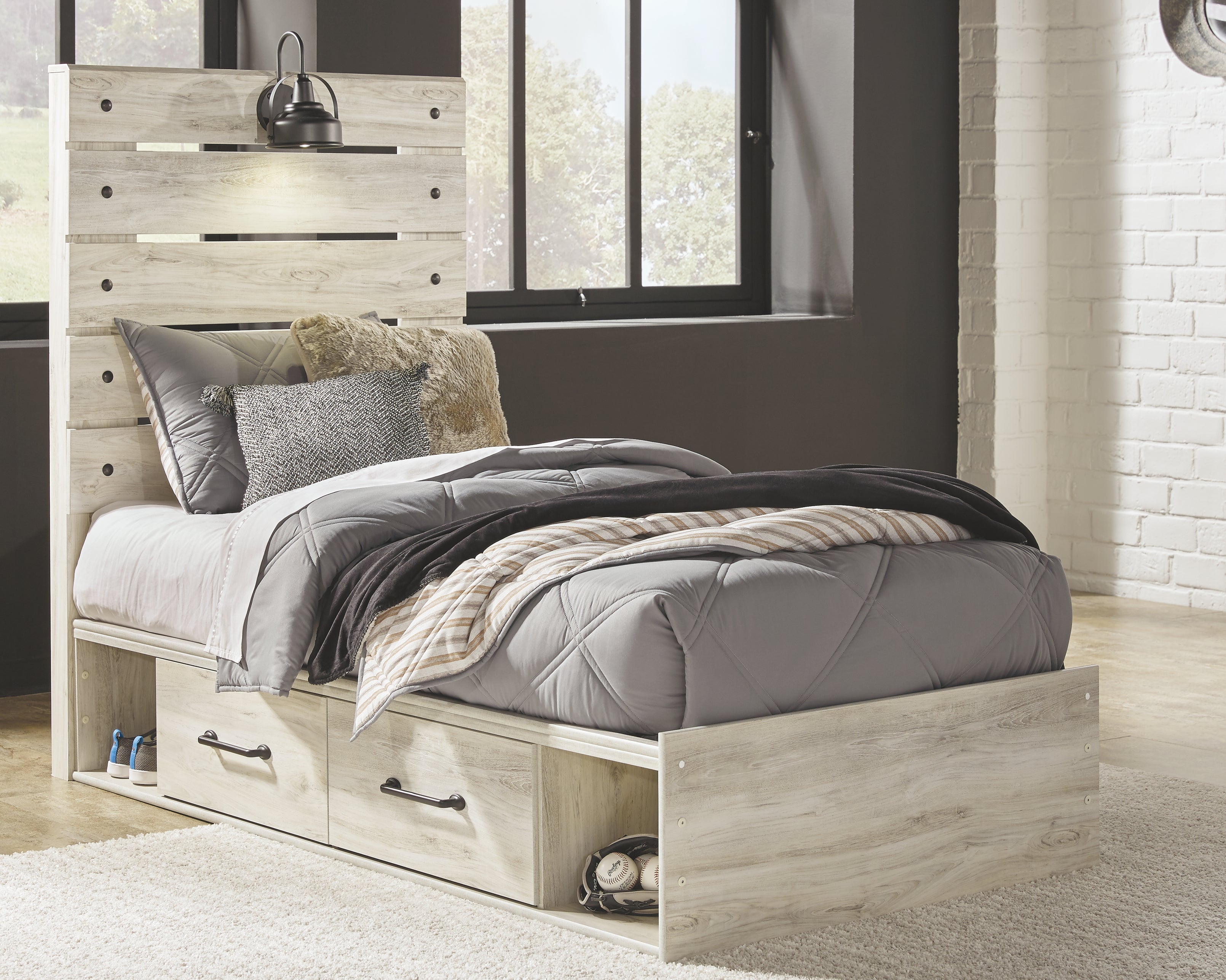 Cambeck Signature Design by Ashley Twin Panel Bed with 2 Storage Drawers