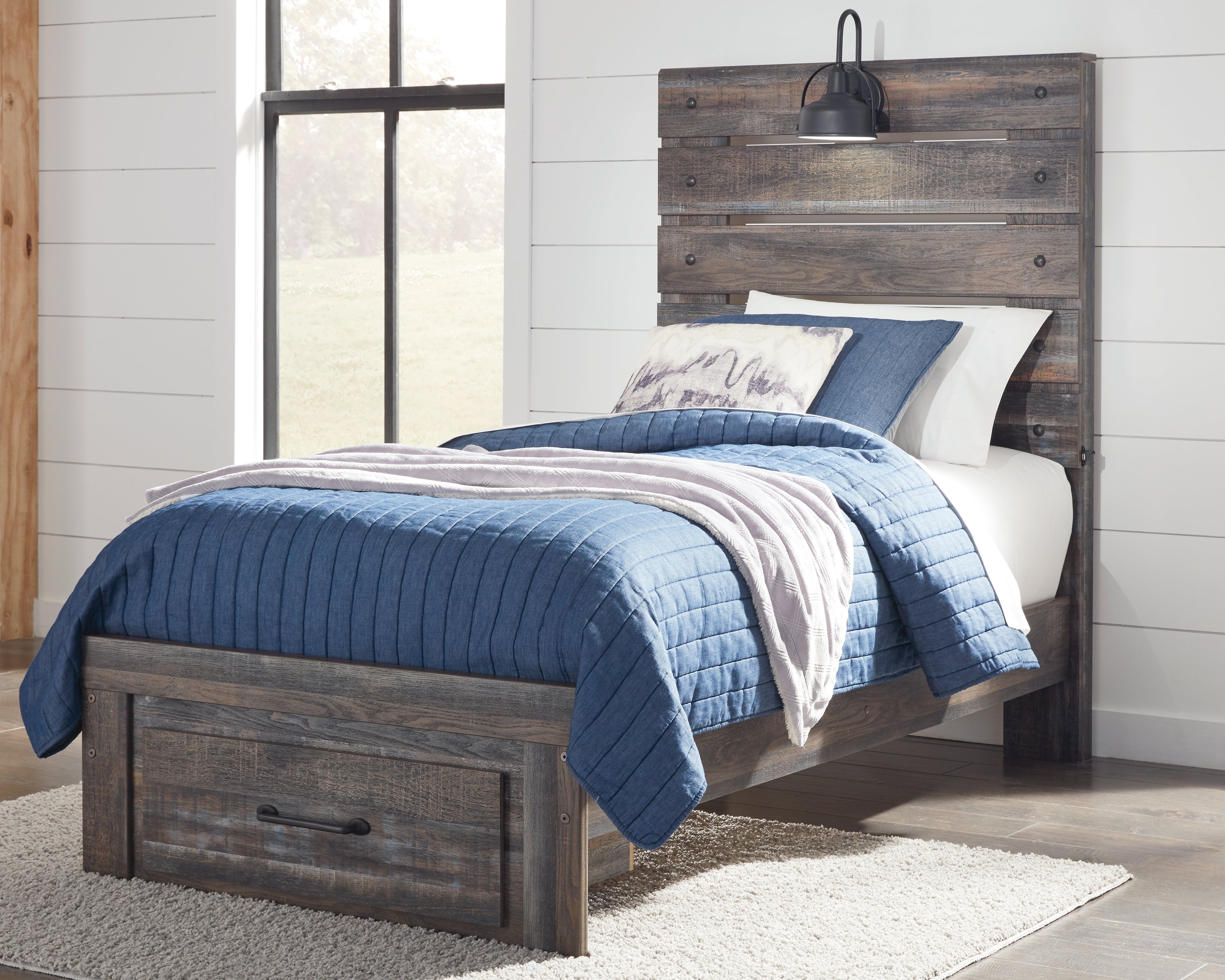 Drystan Signature Design by Ashley Twin Panel Bed with 1 Storage Drawer