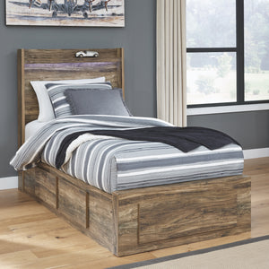 Rusthaven Signature Design by Ashley Twin Panel Bed with 5 Storage Drawers