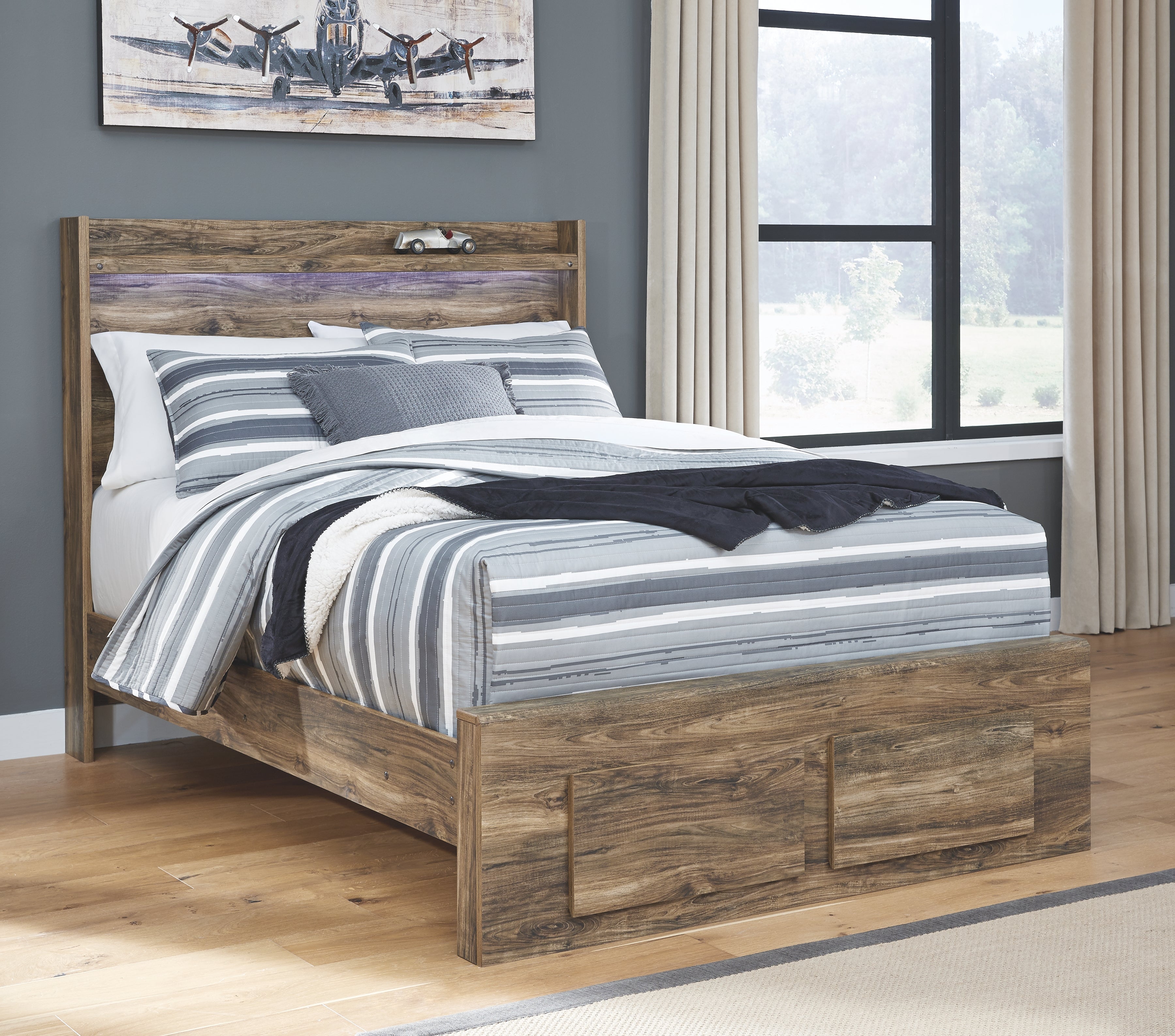 Rusthaven Signature Design by Ashley Full Panel Bed with 2 Storage Drawers