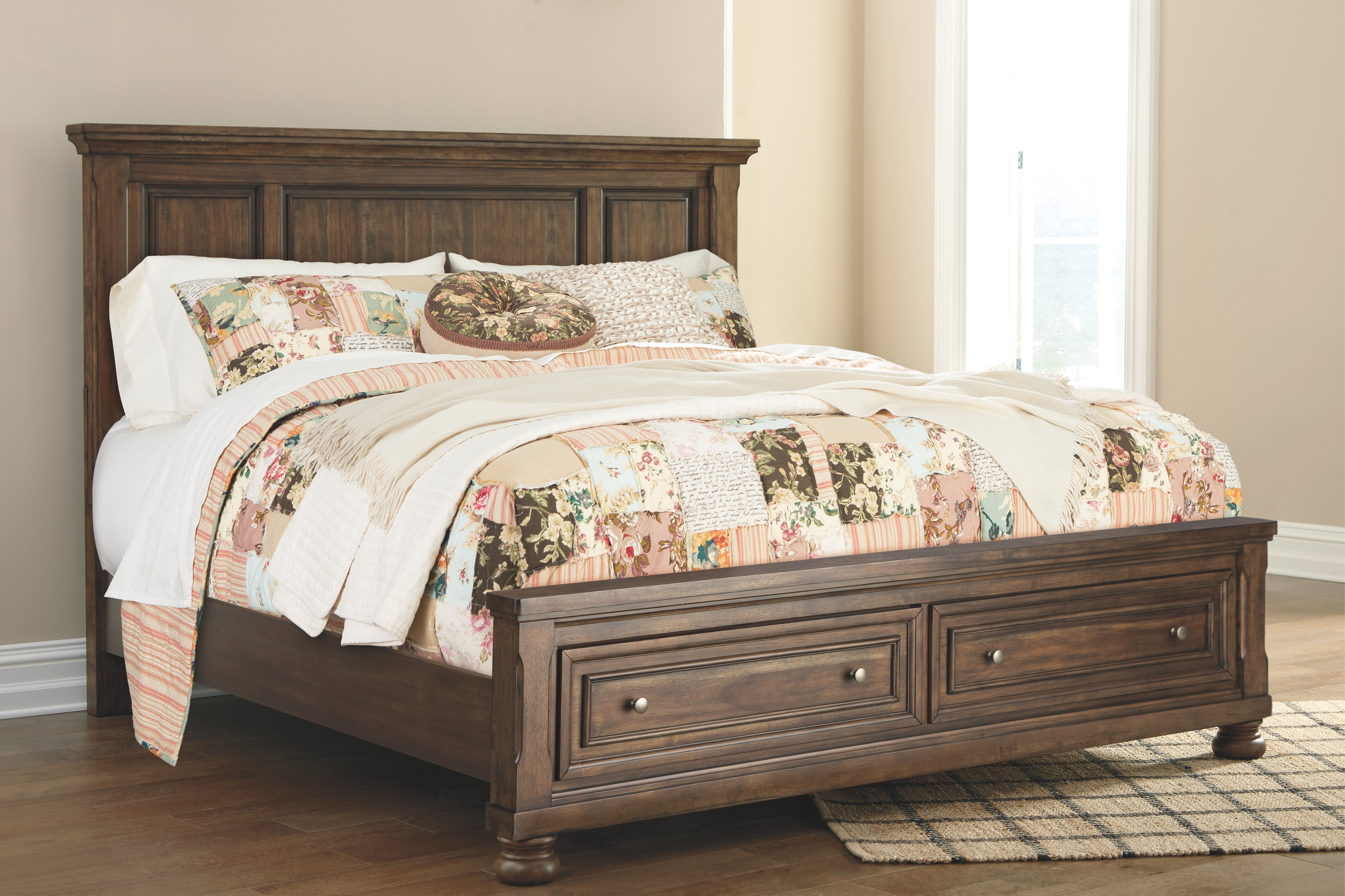 Flynnter Signature Design by Ashley California King Panel Bed with 2 Storage Drawers