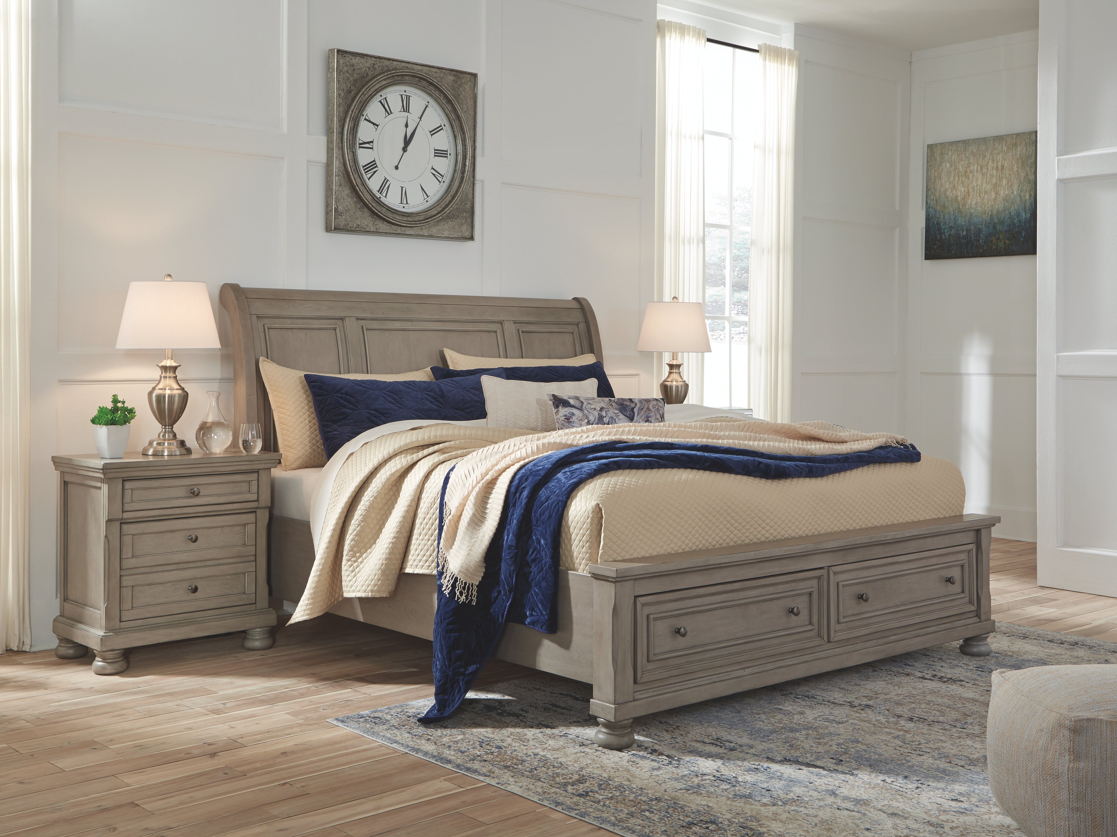 Lettner Signature Design by Ashley Queen Sleigh Bed with 2 Storage Drawers