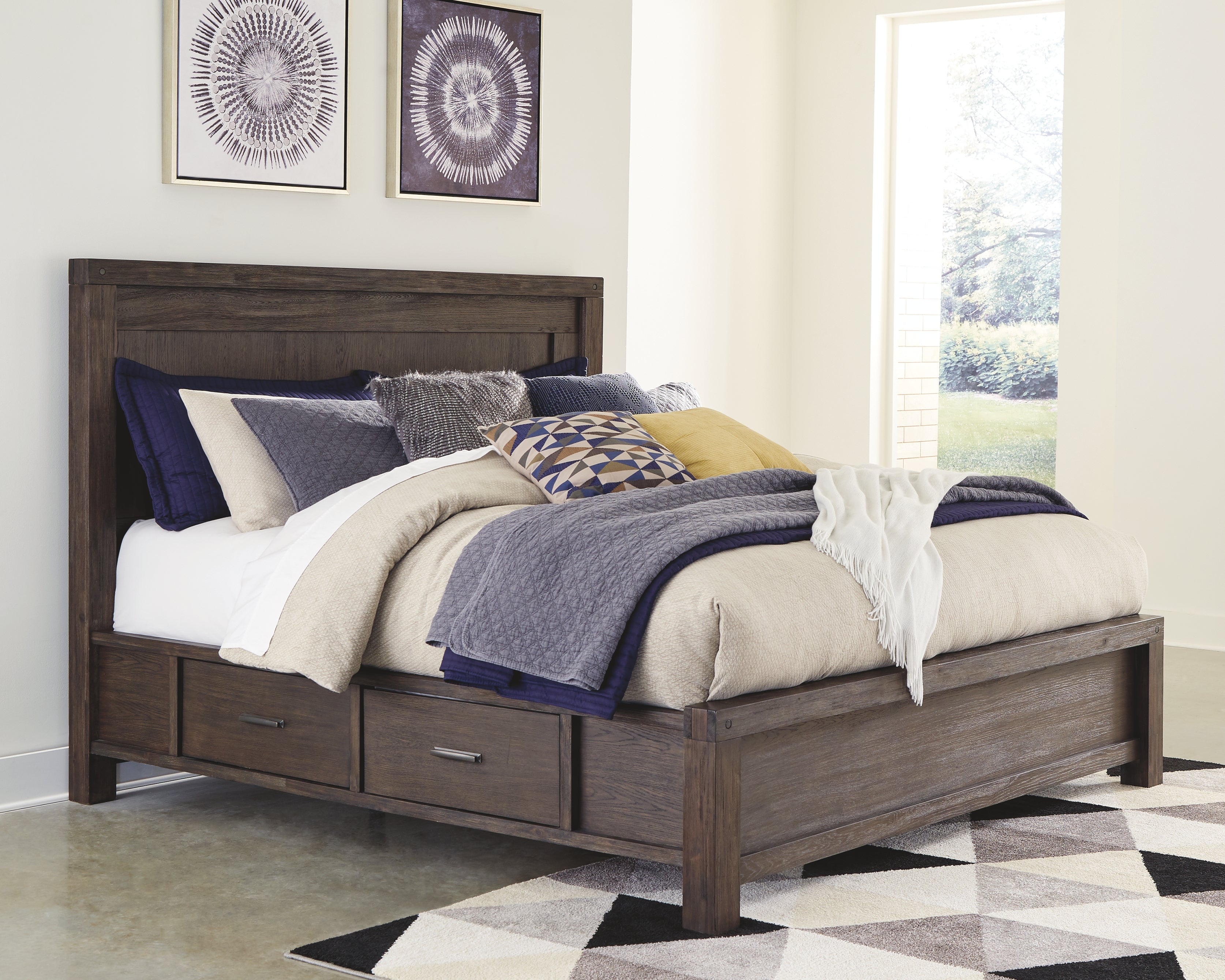 Dellbeck Millennium by Ashley California King Panel Bed with 4 Storage Drawers